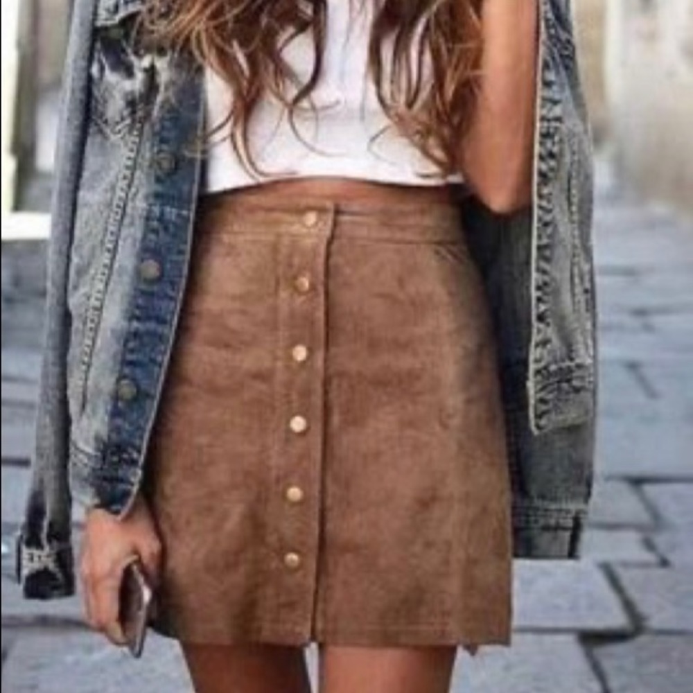 Aqua Faux Suede Mini Skirt